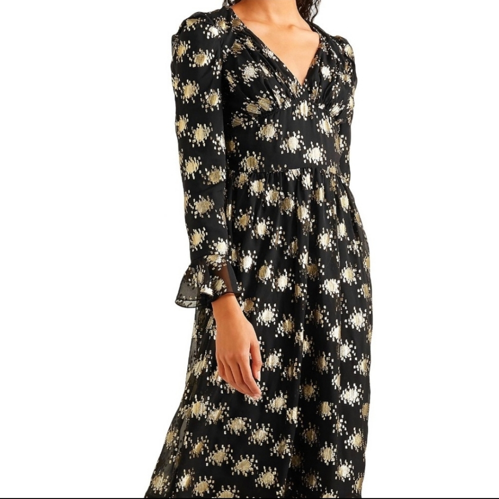 NWT STINE GOYA William metallic fil coupé silk-blend midi dress XS